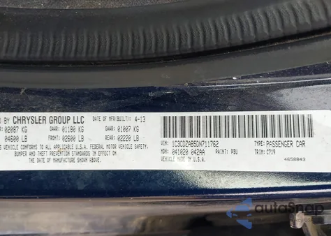 2013 Dodge Avenger Se из США, поврежденный, VIN 1C3CDZAB5DN711762